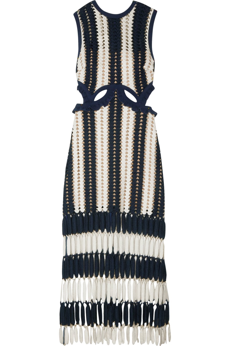 Self Portrait Striped Crochet Knit Midi Dress Just In Case You