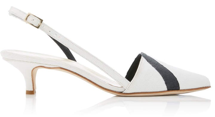 Tibi Simon Striped Kitten Heel Slingback