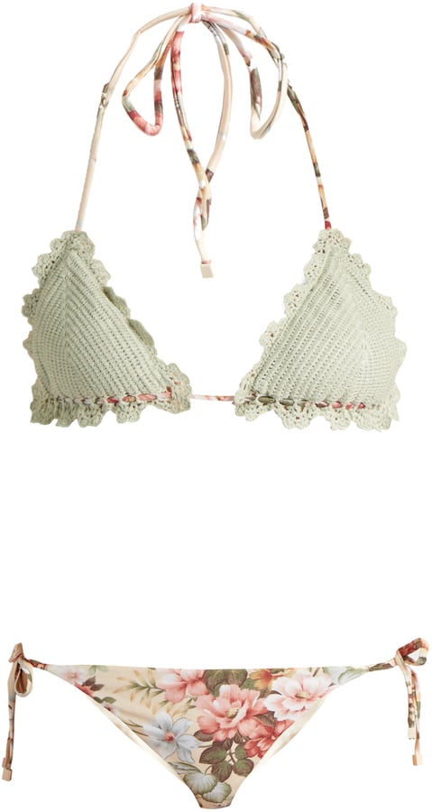 Zimmermann Aerial Crochet and Floral-Print Bikini