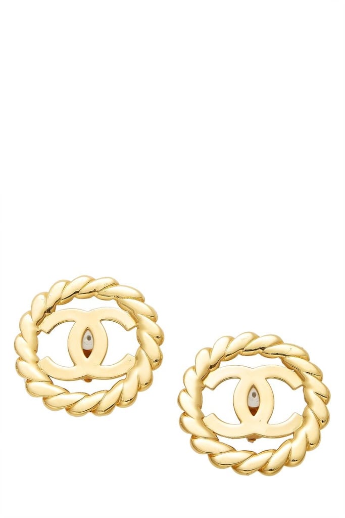 Chanel Gold 'CC' Round Earrings XL