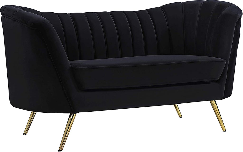 Meridian Furniture Margo Collection Black Velvet Upholstered Loveseat