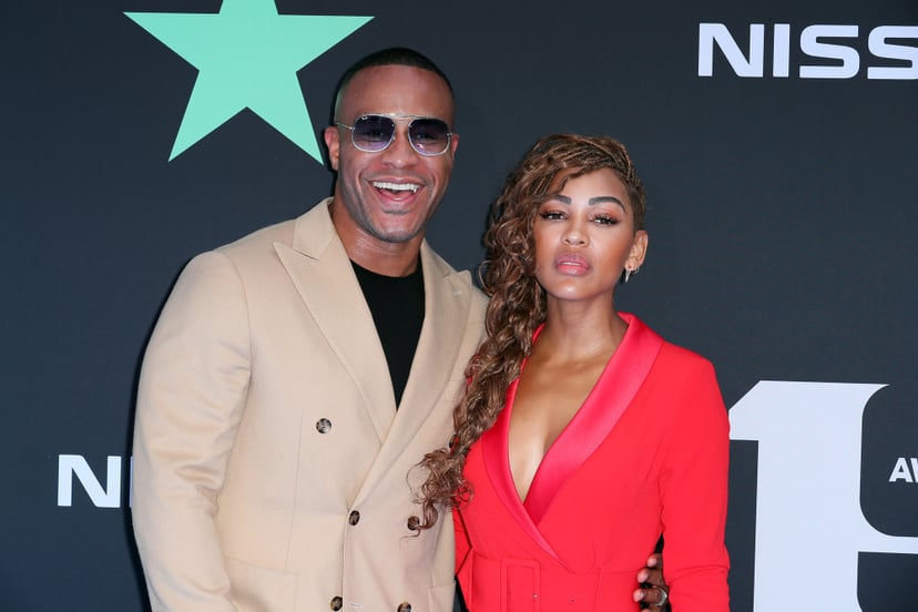 LOS ANGELES, CALIFORNIA - JUNE 23: DeVon Franklin (L) and Meagan Good attends the 2019 BET Awards on June 23, 2019 in Los Angeles, California. (Photo by Leon Bennett/FilmMagic)