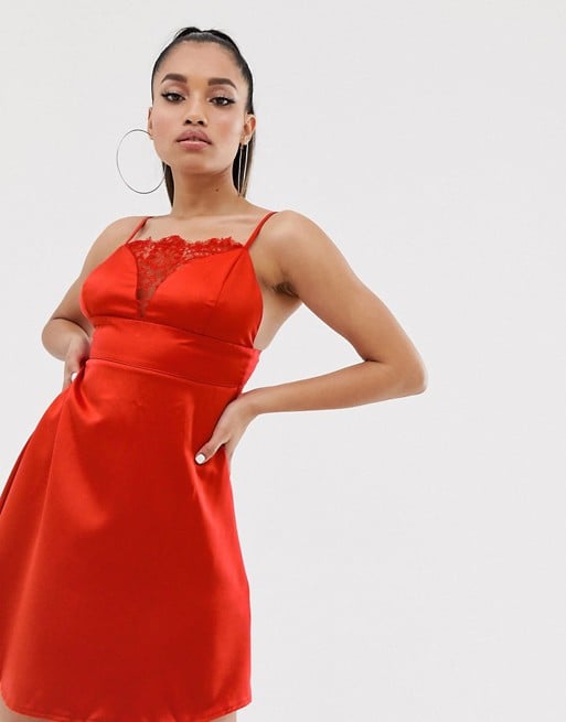 Missguided Petite Exclusive Satin Cami Slip Dress in Red