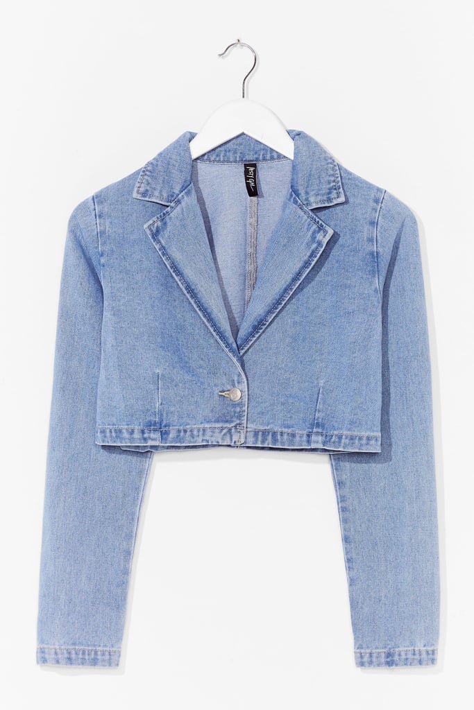 Nasty Gal And to Crop It Off Denim Blazer