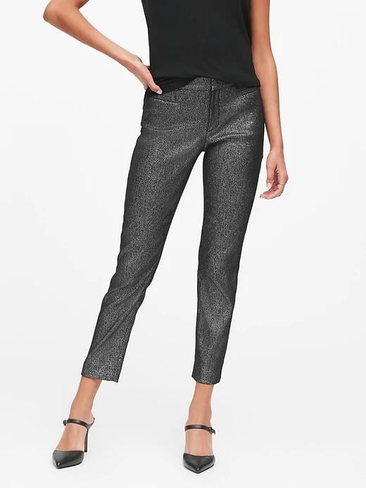 Modern Sloan Skinny-Fit Metallic Plaid Pant