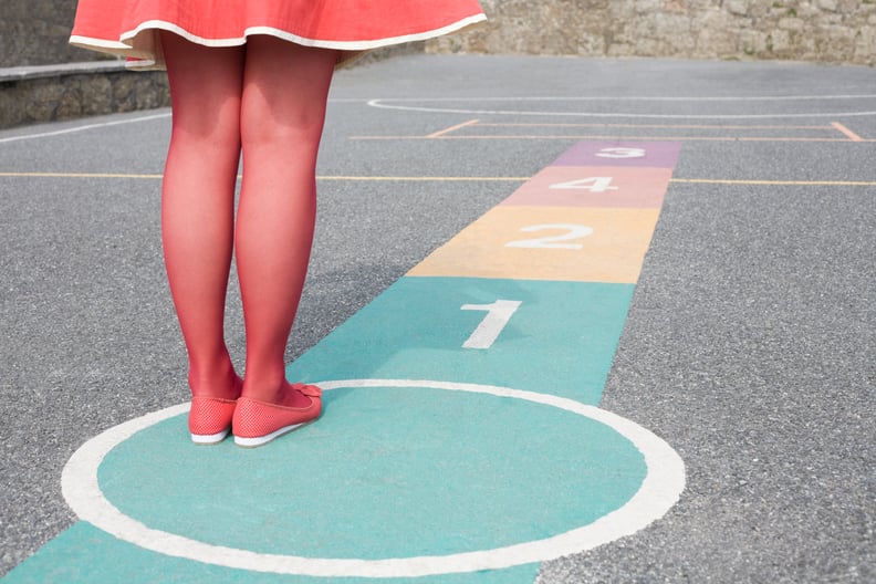 Draw a hopscotch board with chalk and play (you're not too old!).