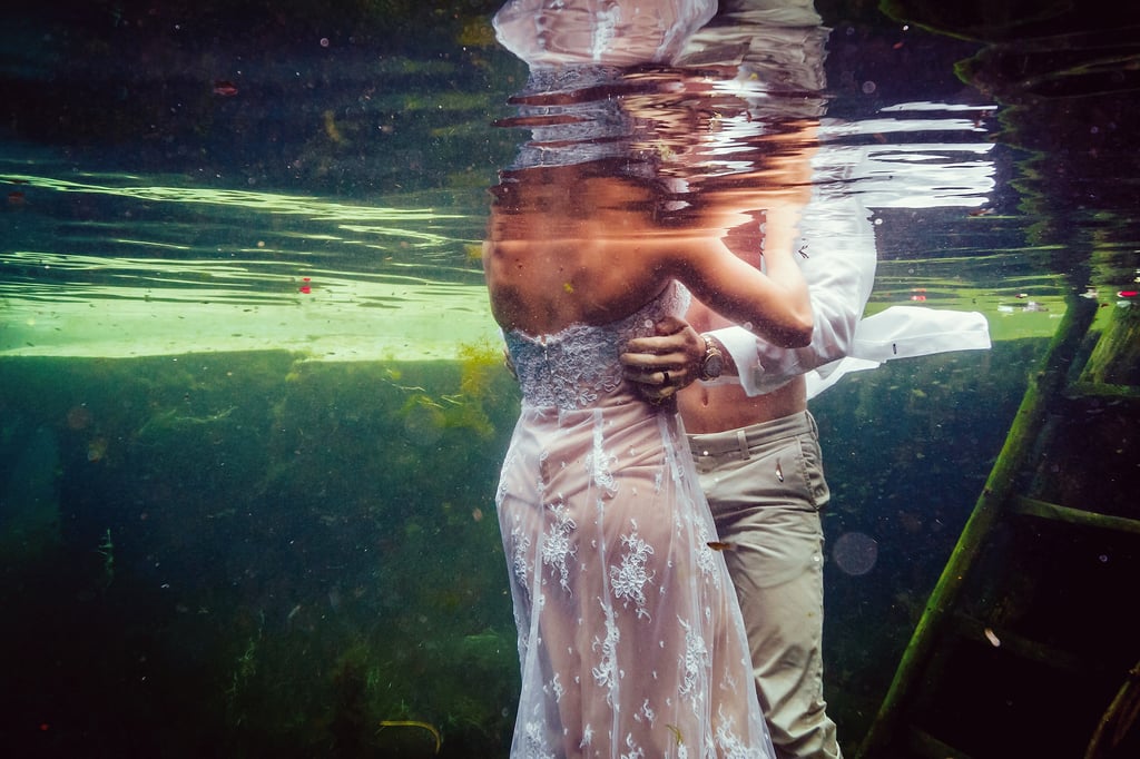 Underwater Trash-the-Wedding-Dress Shoot