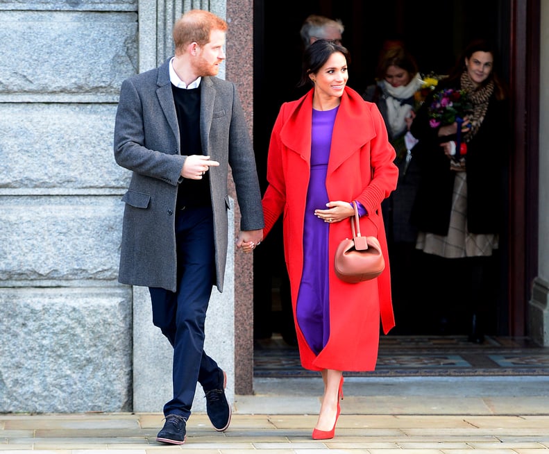 BIRKENHEAD, ENGLAND - JANUARY 14:  The Duke and Duchess Of Sussex depart from Birkenhead Town Hall on January 14, 2019 in Birkenhead, England. (Photo by Richard Martin-Roberts/Getty Images)