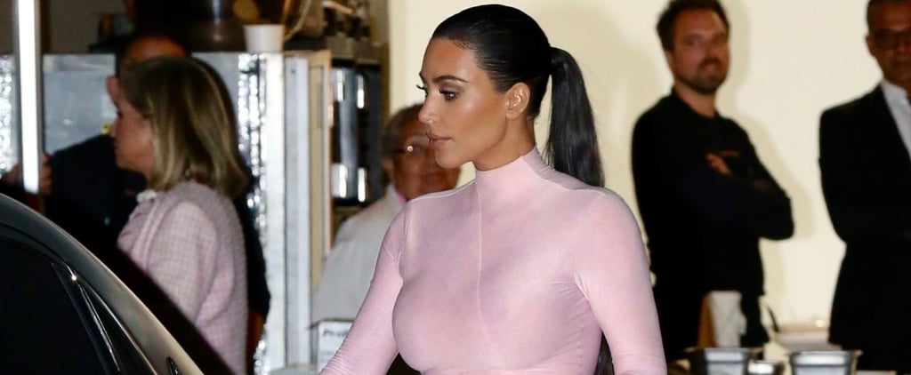 Kim Kardashian Pink Dress at Kylie Jenner's Skincare Party