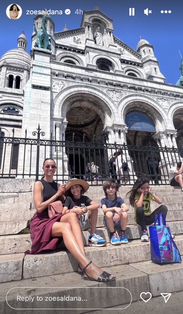 Zoe Saldaña and Her Kids in Paris