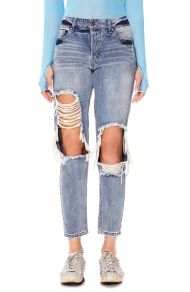 AFRM Cyrus Ripped High Waist Ankle Jeans