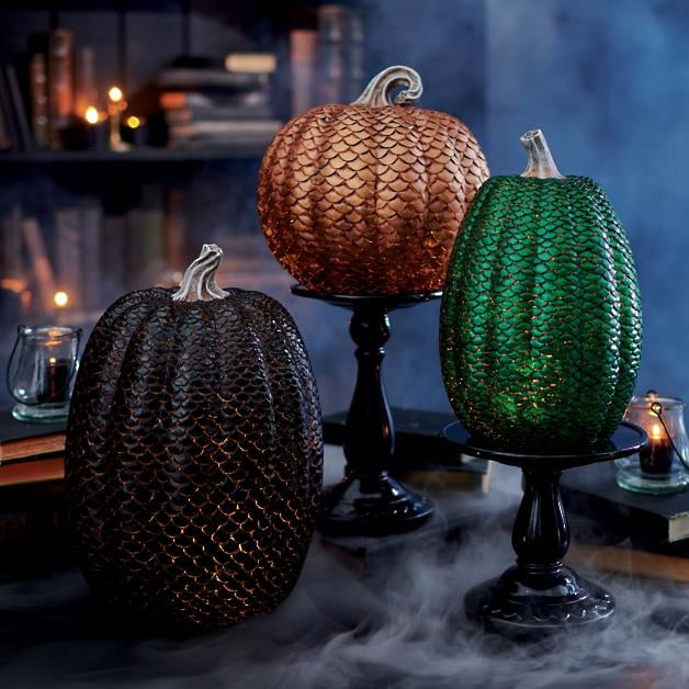 Dragon Scale Lit Pumpkins