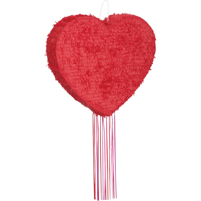 A Piñata: Red Heart Pull String Piñata