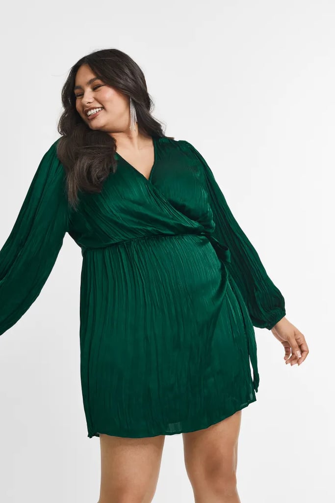 Emerald Drip: H&M Balloon-sleeved Wrapover Dress
