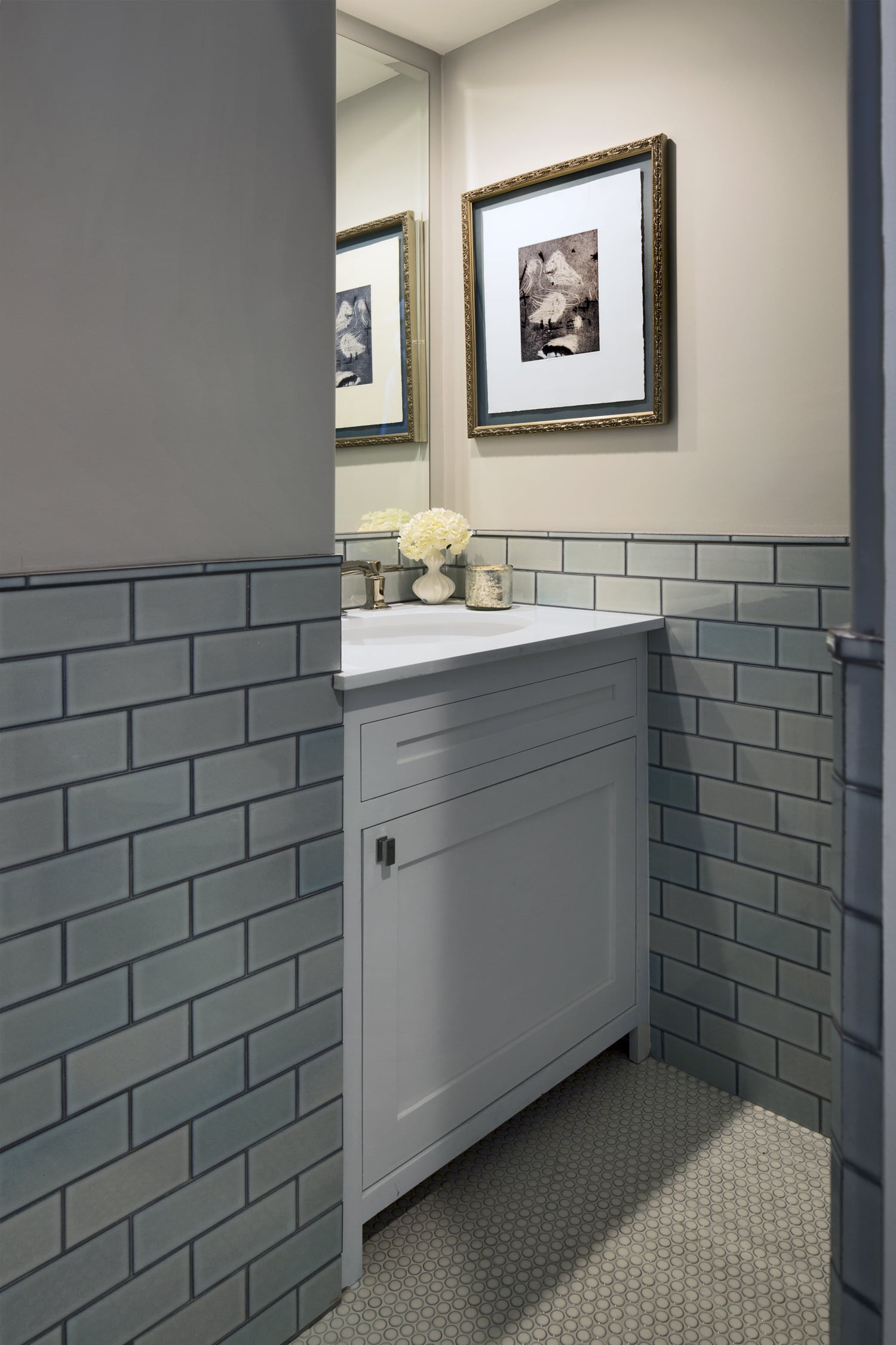 The Wall Tile In The Downstairs Bathroom Came From Ann Sacks Melissa Joan Hart Has A Lego Portrait Of Herself In Her Truly Stunning Home Popsugar Home Photo 11