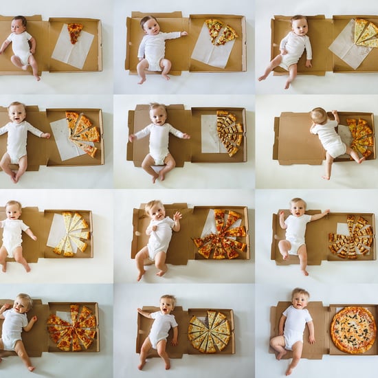 Baby's Monthly Milestone Photos With Pizza Slices