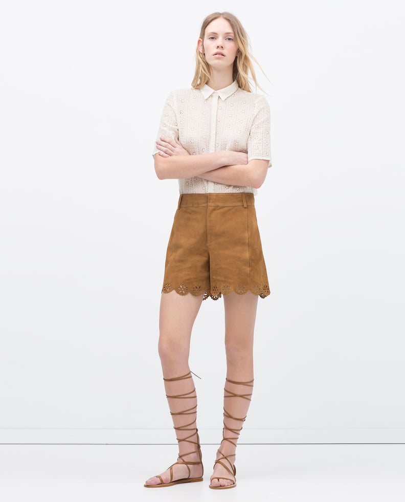 Zara Suede Cutwork Shorts