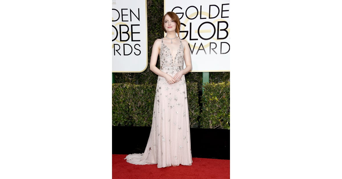 Emma Stone's Golden Globes Valentino Gown Is Literally Star-Studded