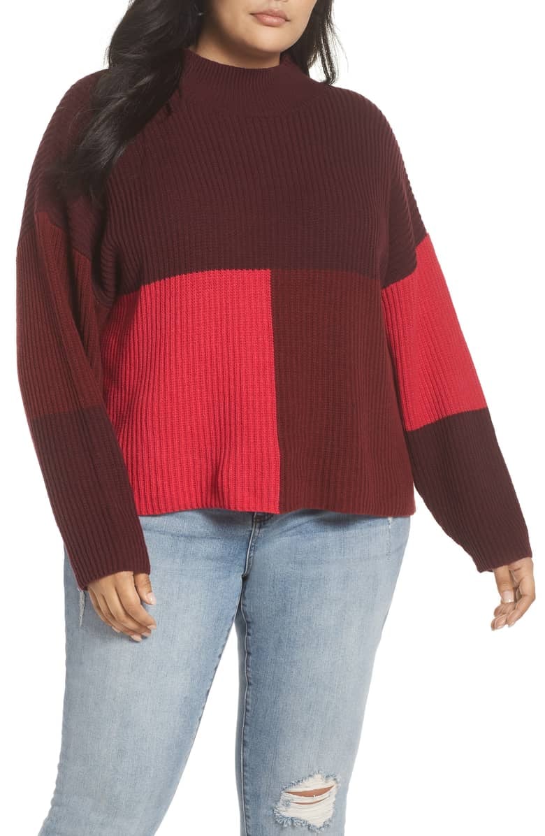 BP. Mock Neck Colorblock Sweater