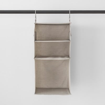 Three Shelf Hanging Fabric Storage Organiser in Light Gray