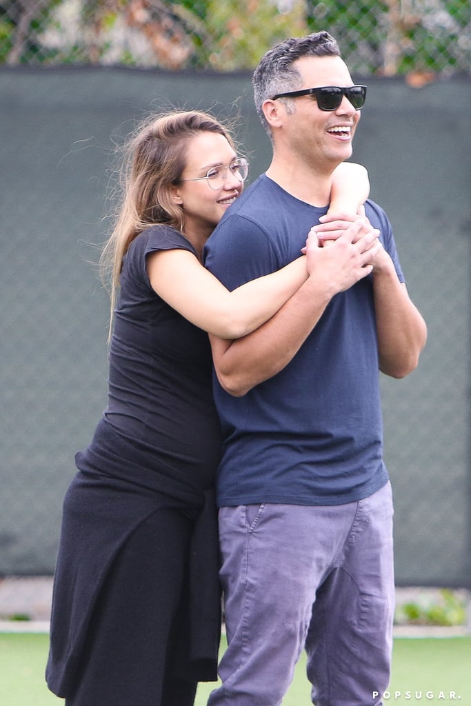 Jessica Alba and Cash Warren Hugging September 2017