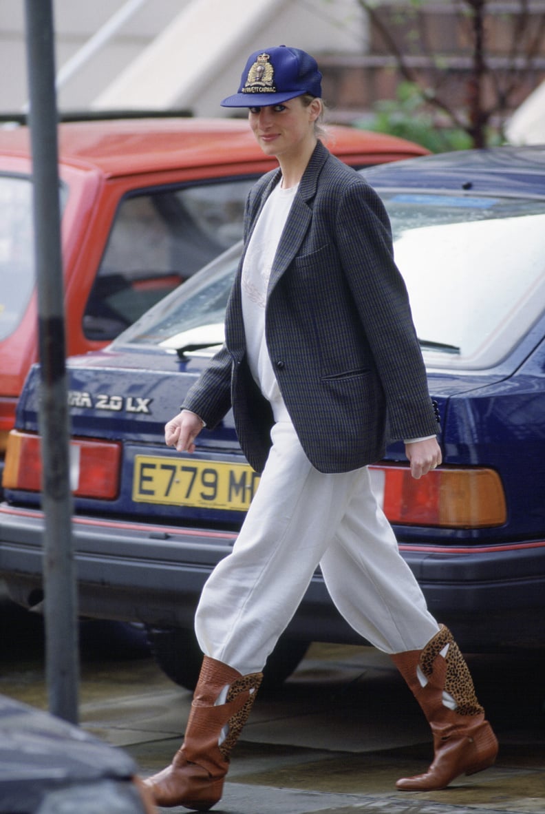 Princess Diana Wearing Jeans Tucked Into Her Sweats in 1989