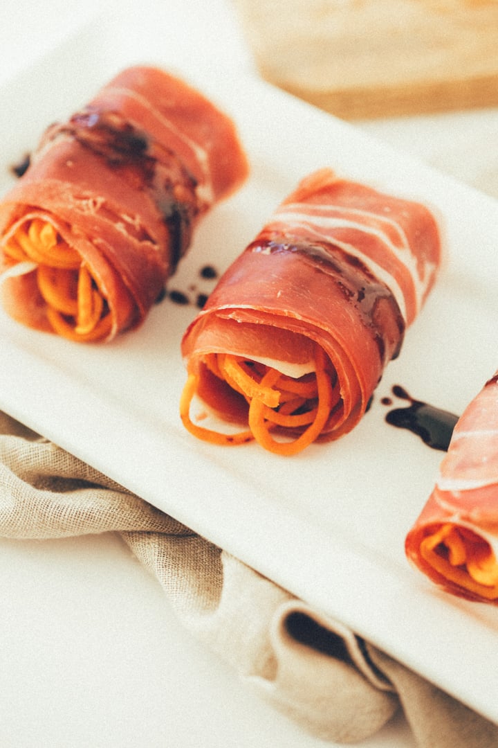 Prosciutto-Wrapped甘薯面条卷