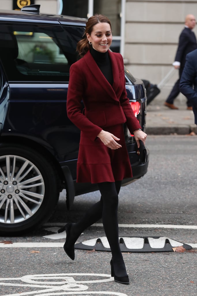 Kate Middleton Burgundy Skirt Suit November 2018