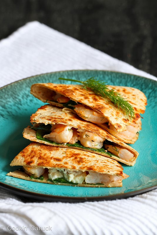 Lemon Dill Shrimp Quesadillas