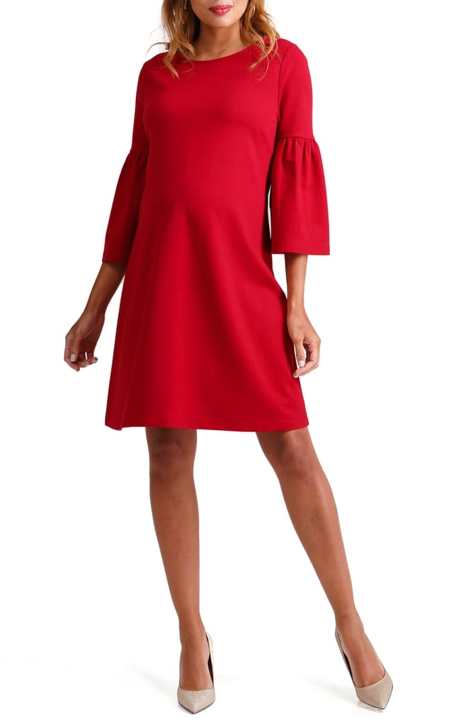 Ingrid & Isabel Ponte Knit Bell Sleeve Maternity Dress