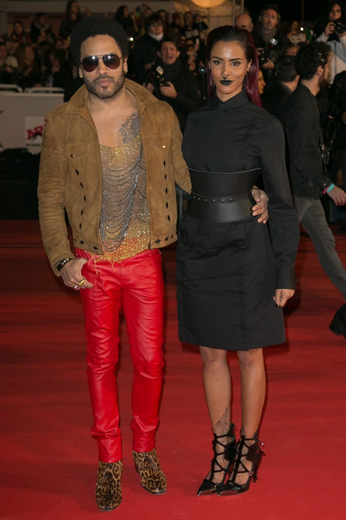 Lenny Kravitz looked sharp with French singer Shy'm at the NRJ Music Awards in Cannes on Saturday.