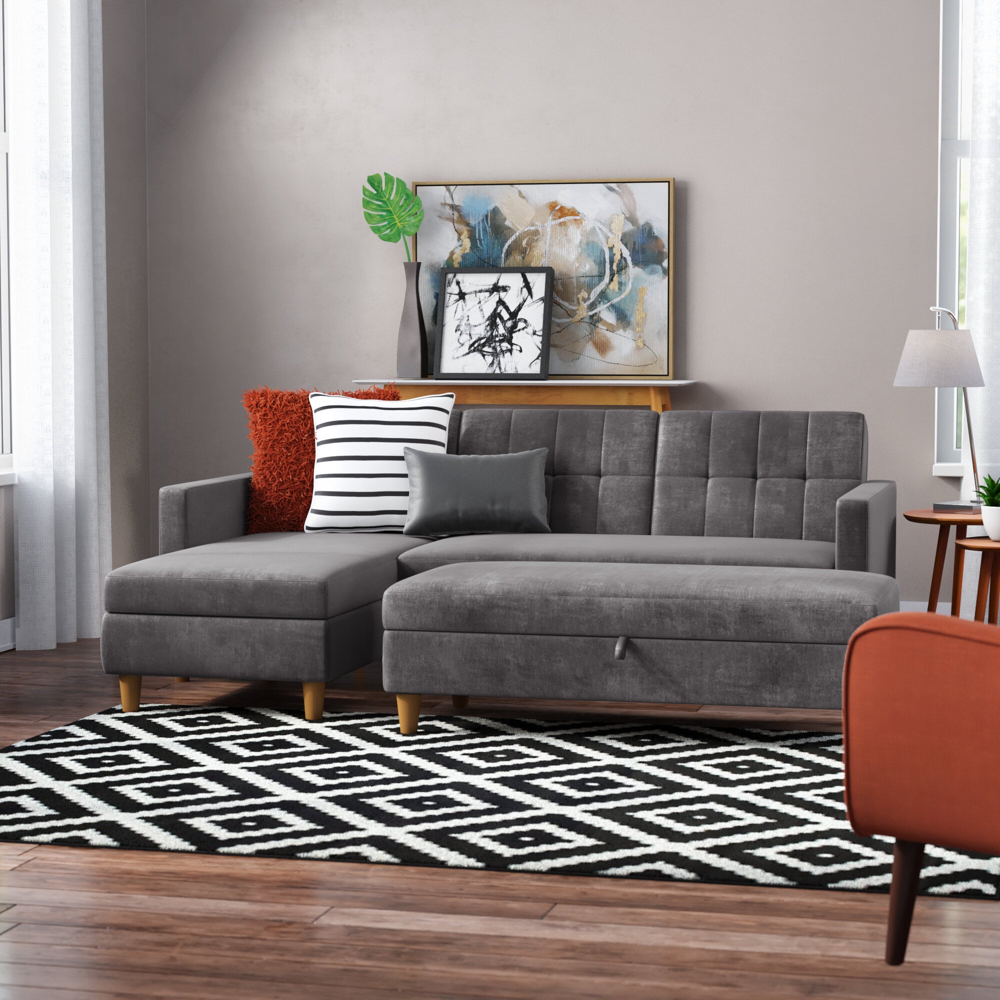 Cordell 84 Reversible Sleeper Sectional With Ottoman These 21 Furniture Pieces Are Not Only Stylish They Also Offer Extra Storage Space Popsugar Home Photo 15