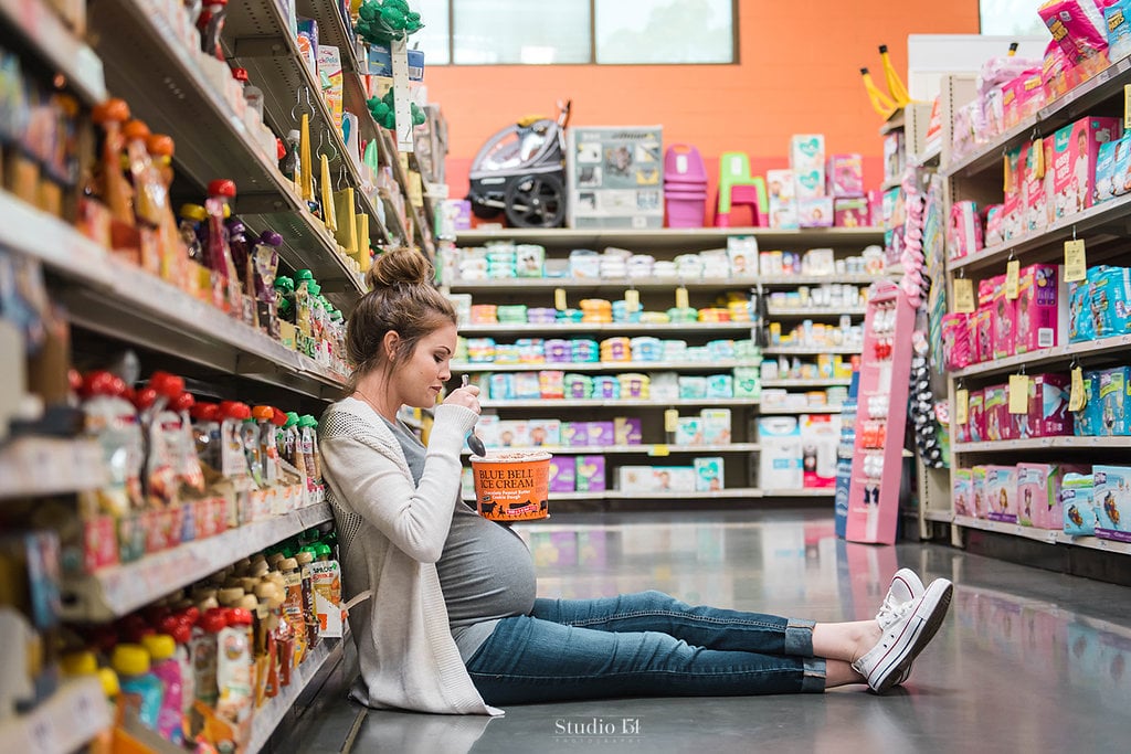 Pregnancy Cravings Maternity Shoot at the Grocery Store