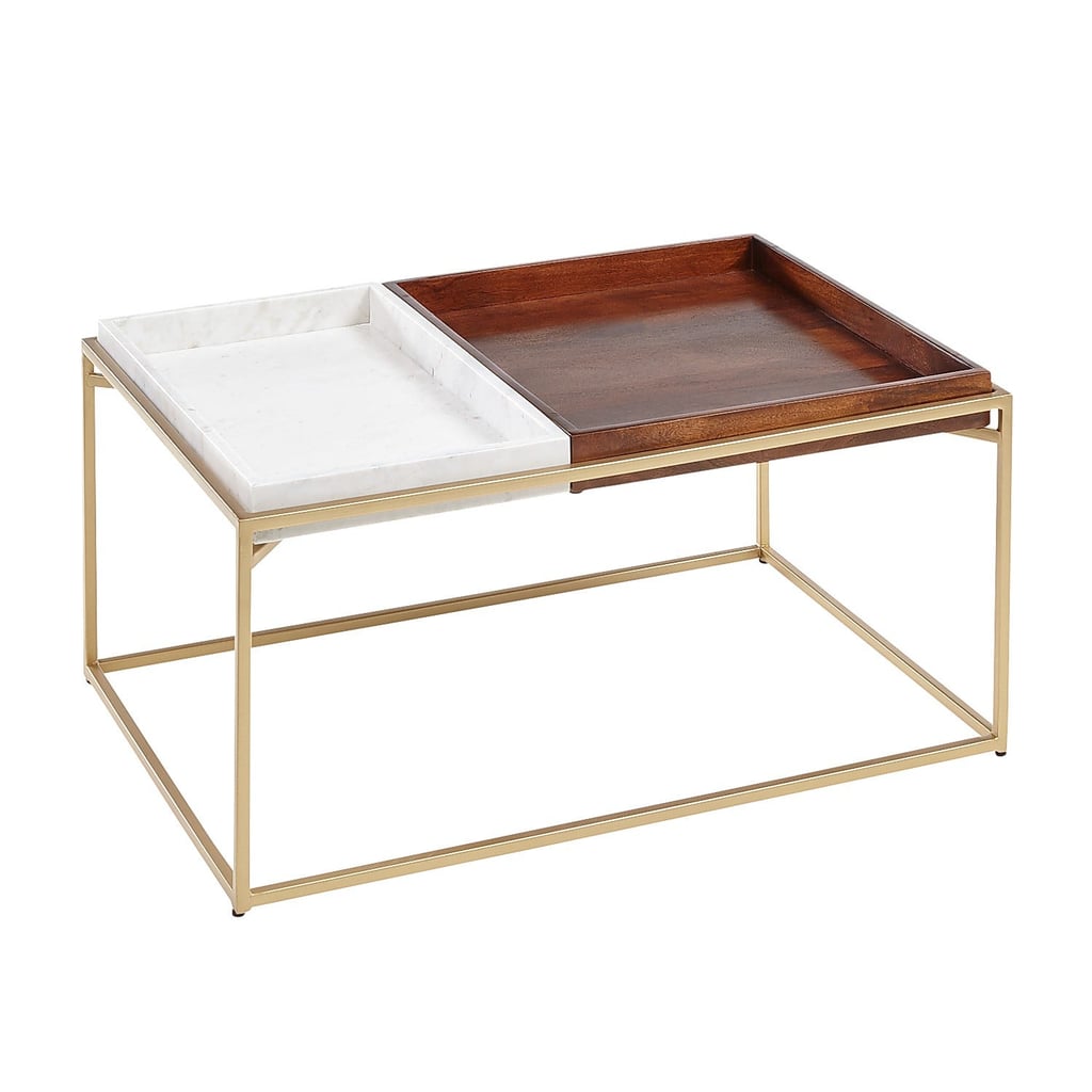 Vance Marble and Wood Tray Coffee Table