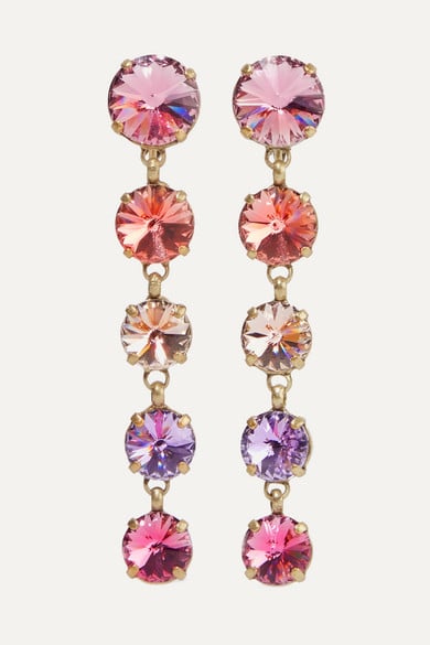 Roxanne Assoulin Drip Drop Gold-Tone Swarovski Crystal Clip Earrings