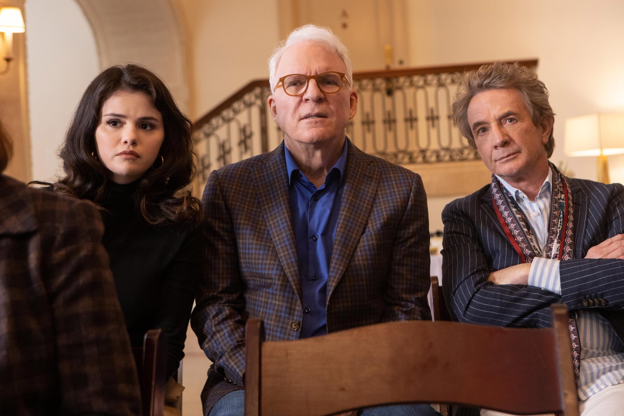 ONLY MURDERS IN THE BUILDING, from left: Selena Gomez, Steve Martin, Martin Short, Who is Tim Kono?', (Season 1, ep. 102, aired Aug. 31, 2021). photo: Craig Blankenhorn / Hulu / Courtesy Everett Collection