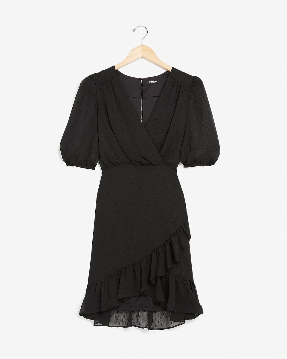 Express Clip Dot Wrap Front Sheath Dress Attention Shoppers