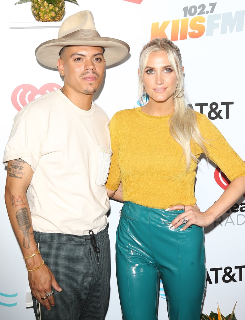 LOS ANGELES, CA - JUNE 02:  Evan Ross and Ashlee Simpson attend the iHeartRadio's KIIS FM Wango Tango By AT&T held at Banc of California Stadium on June 2, 2018 in Los Angeles, California.  (Photo by Michael Tran/FilmMagic)