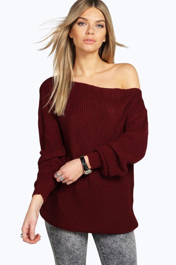 Boohoo Lola Slash Neck Fisherman Jumper