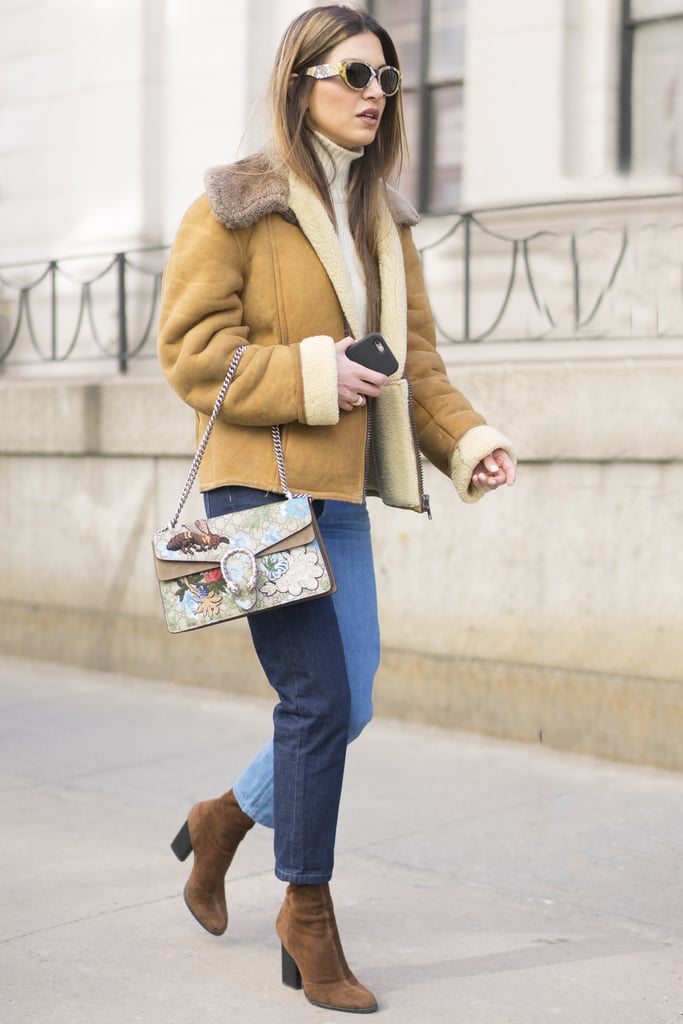 With a Light Brown Jacket and Brown Suede Boots