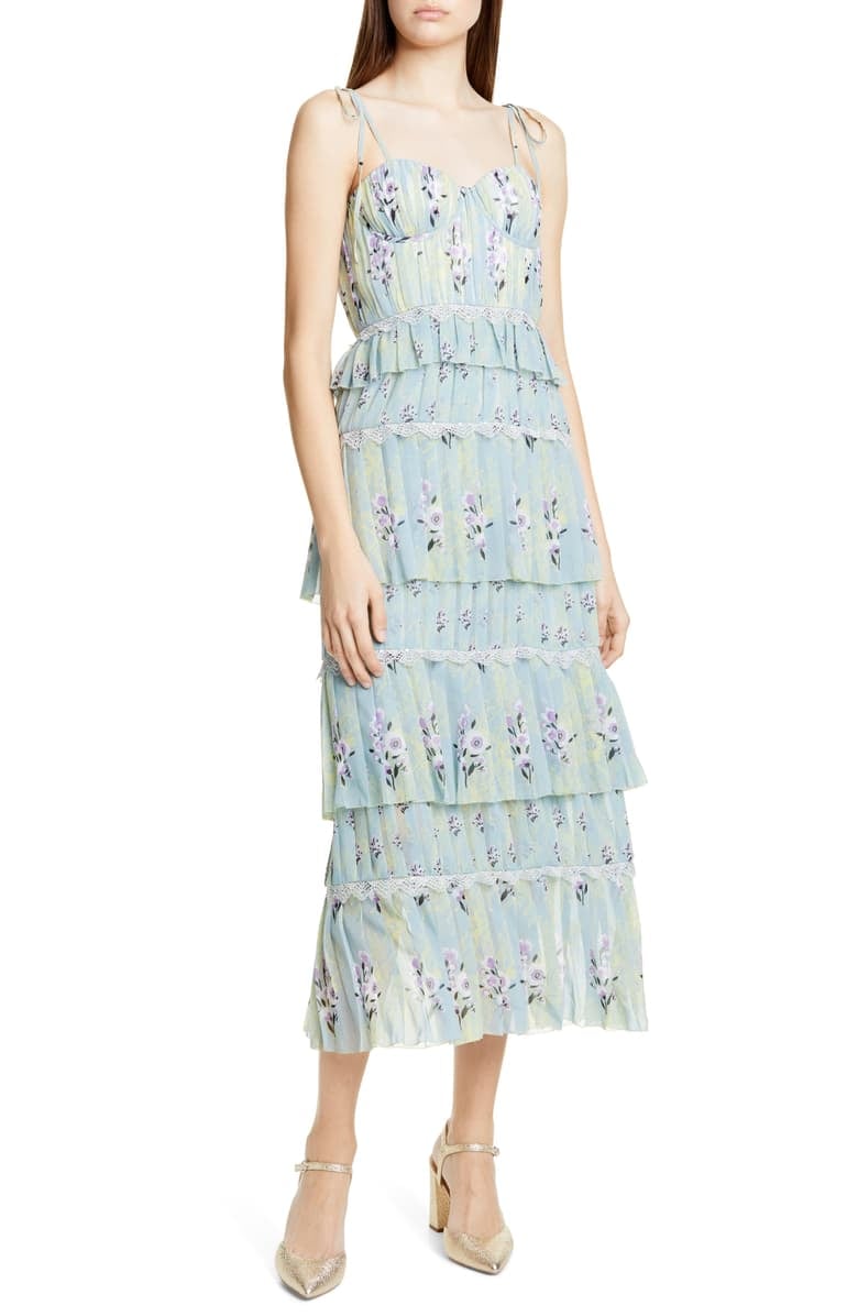 Self portrait online chiffon midi dress