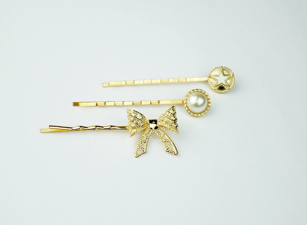 Gold Hair Pins ($8 for a set of three)