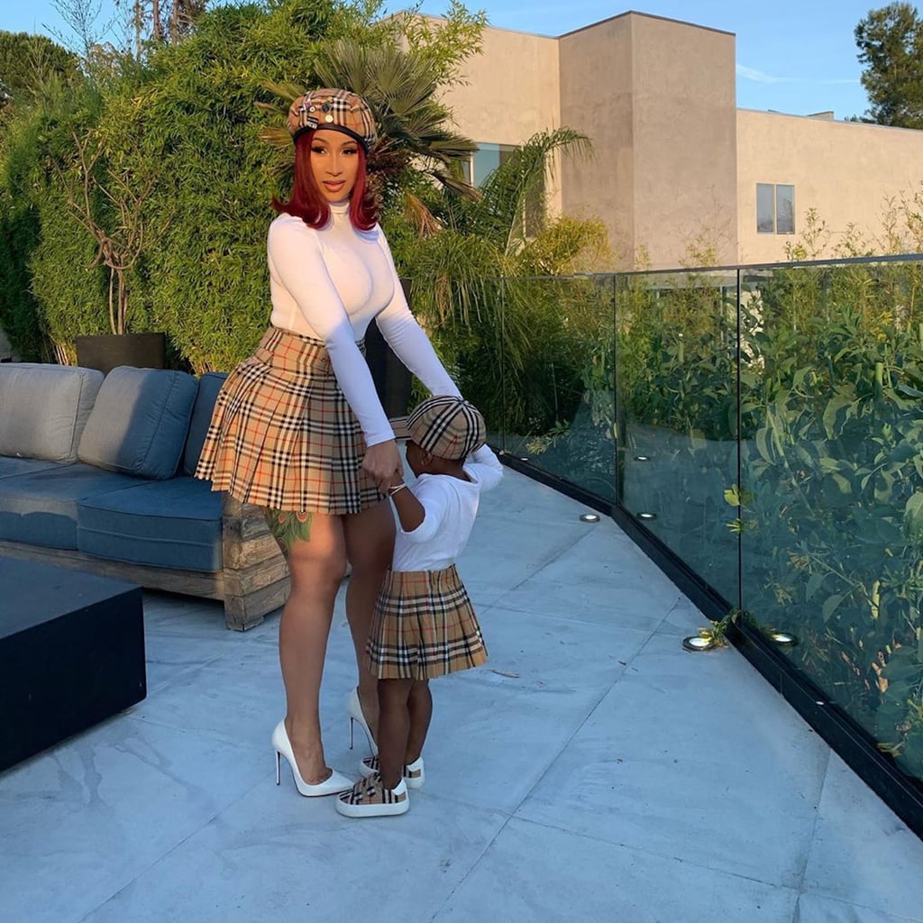 Cardi B and Kulture Matching in Burberry Outfits | POPSUGAR Fashion