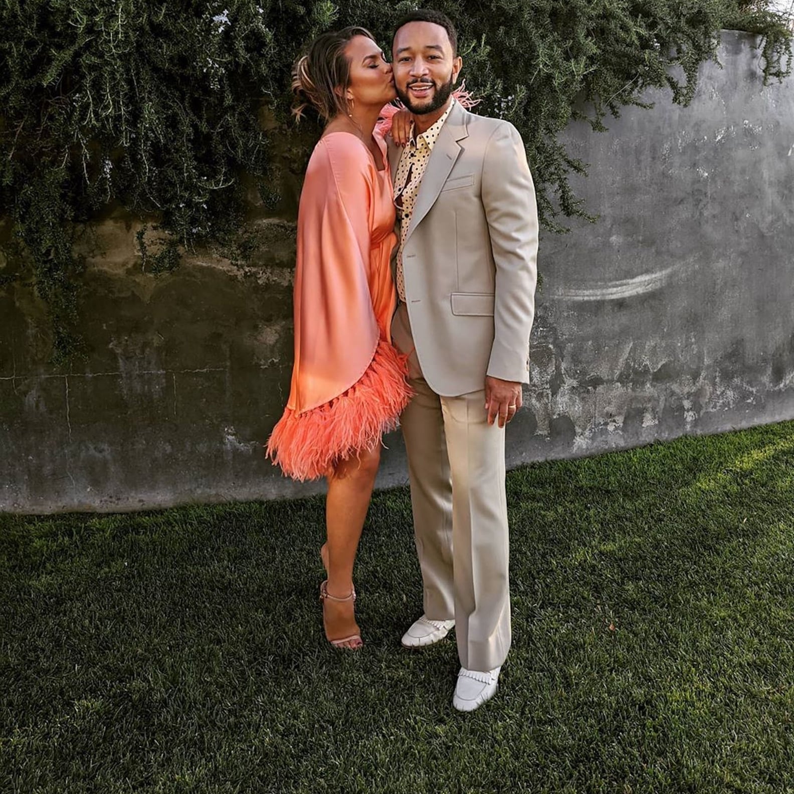 Chrissy Teigens Silk Dress On Fathers Day With John Legend Popsugar Fashion 3602