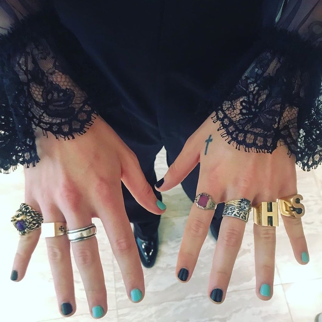 Harry Styles S Manicurist On His Best Nail Art Popsugar Beauty Uk Harry styles wears a pearl necklace and sports red and. manicurist on his best nail art