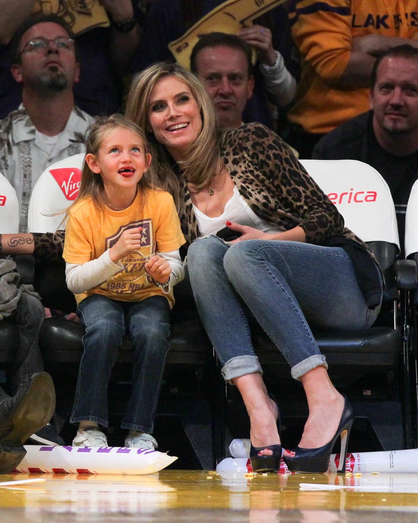 Heidi Klum and her daughter Leni Samuel watched the Lakers play the New Orleans Hornets in January 2011.