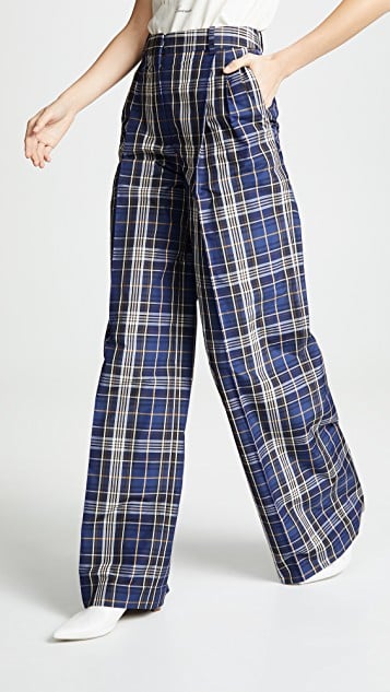 Sonia Rykiel Wide Leg Plaid Pants