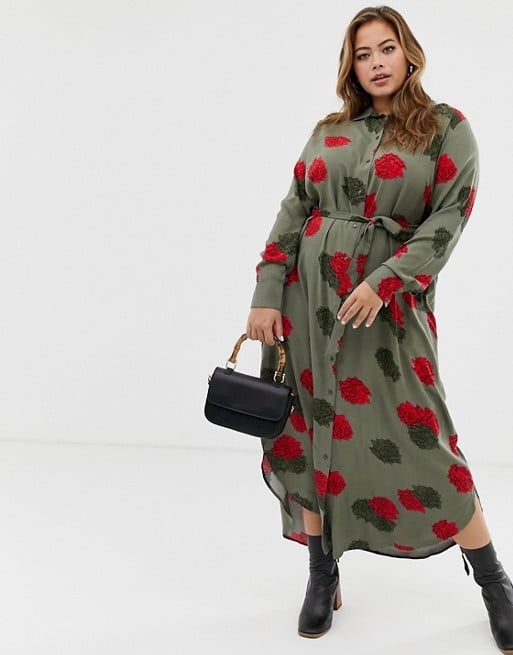 Zizzi Shirt Dress With Rose Print