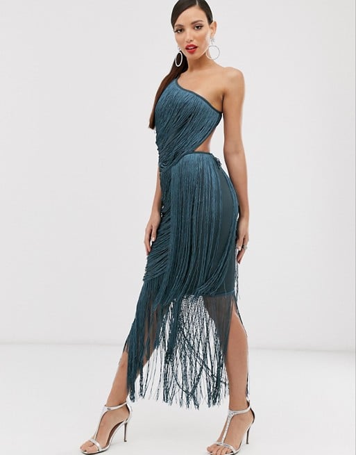 ASOS DESIGN Tall Cami Maxi Dress in Allover Fringe