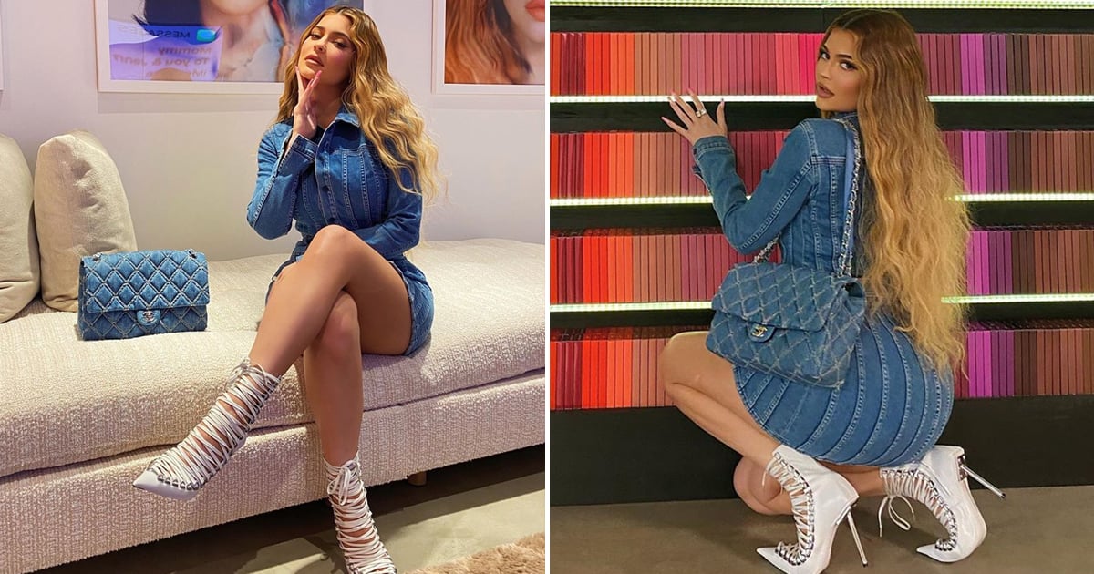 Kylie Jenner's Denim Minidress and Chanel Quilted Purse | POPSUGAR Fashion